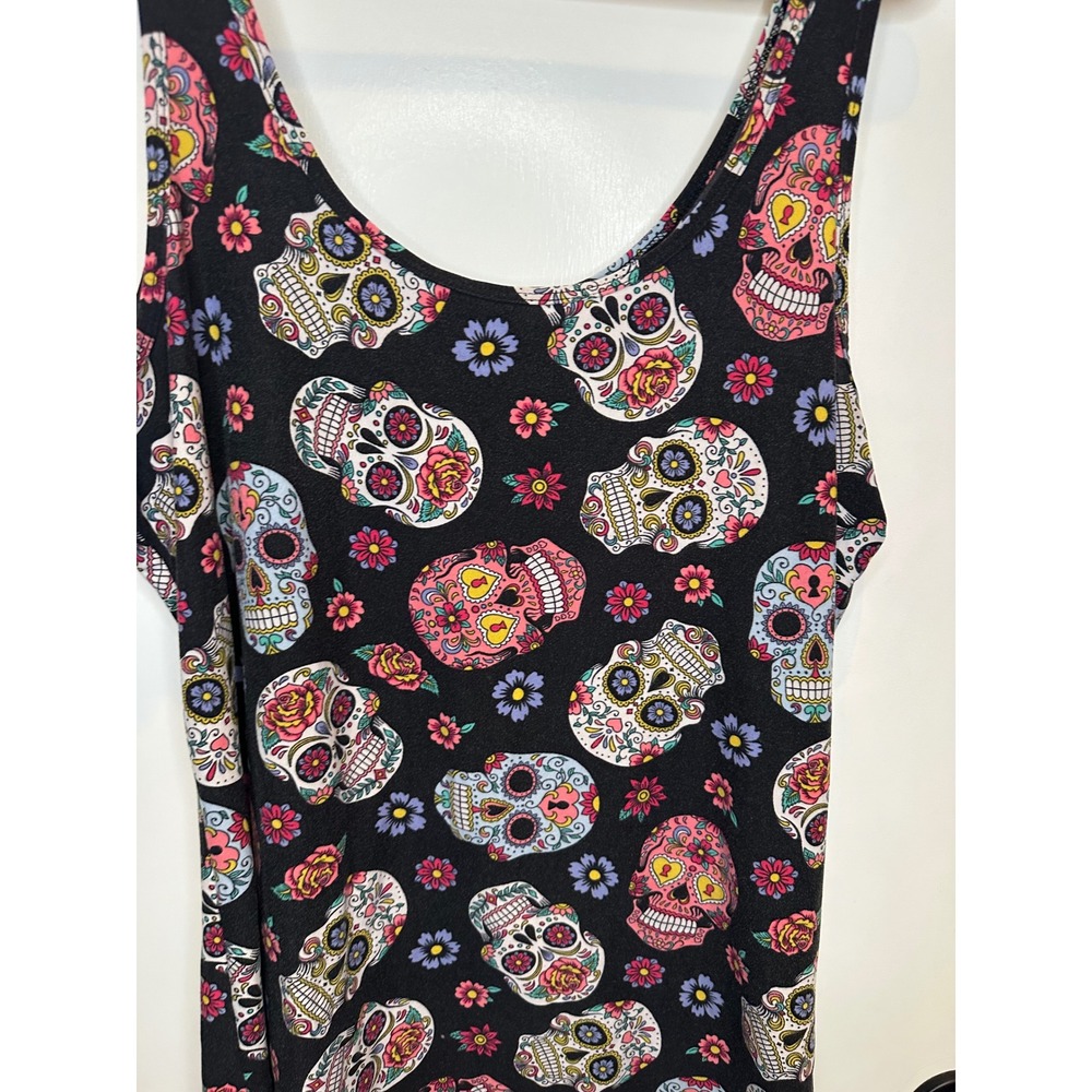 No Boundaries Sugar Skull Floral Tank Top Black XXL 2XG NJ19T006GB - Picture 4 of 5